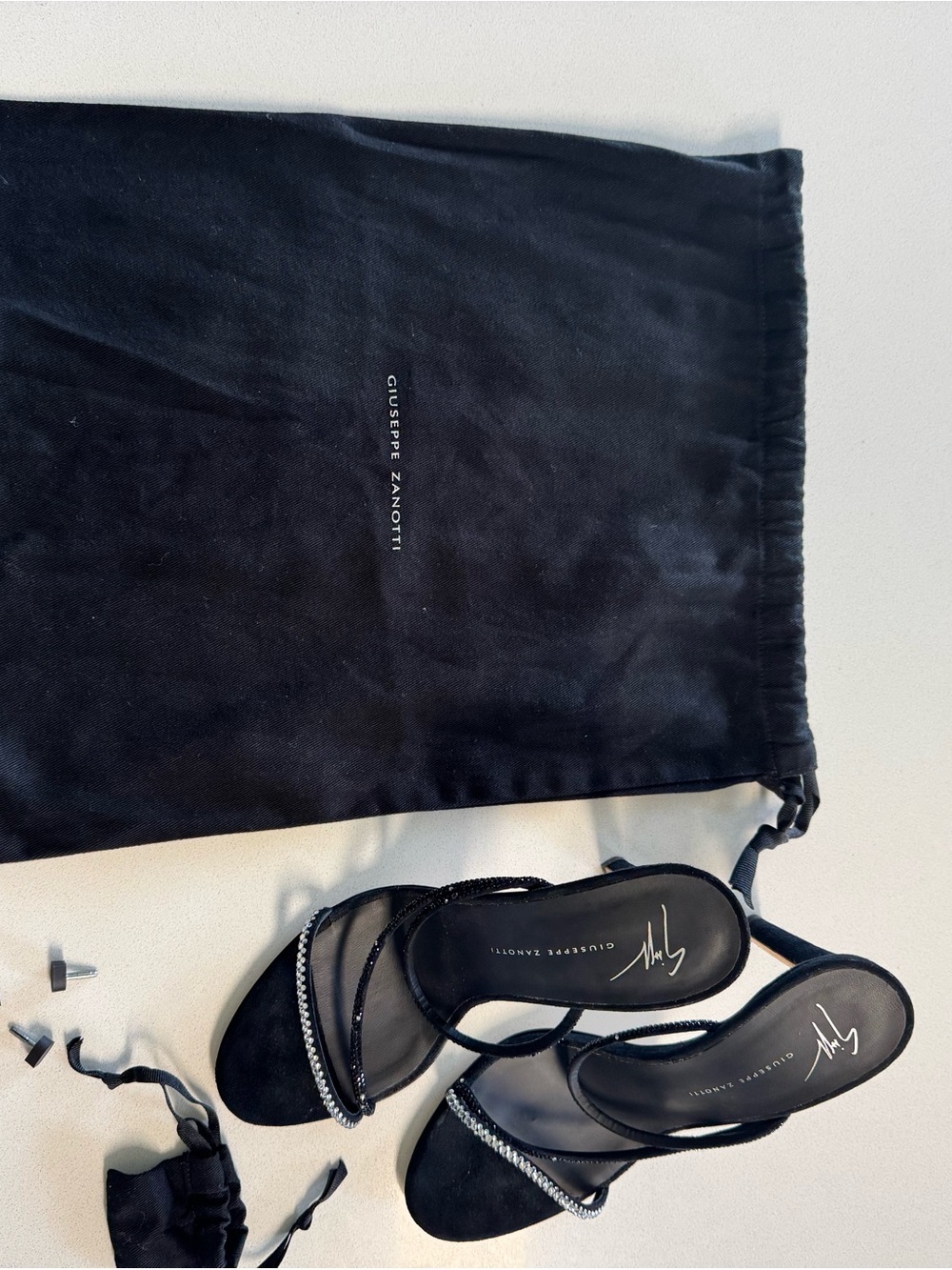 Giuseppe Zanotti Black Crystal-Strap Open-Toe Sandals
